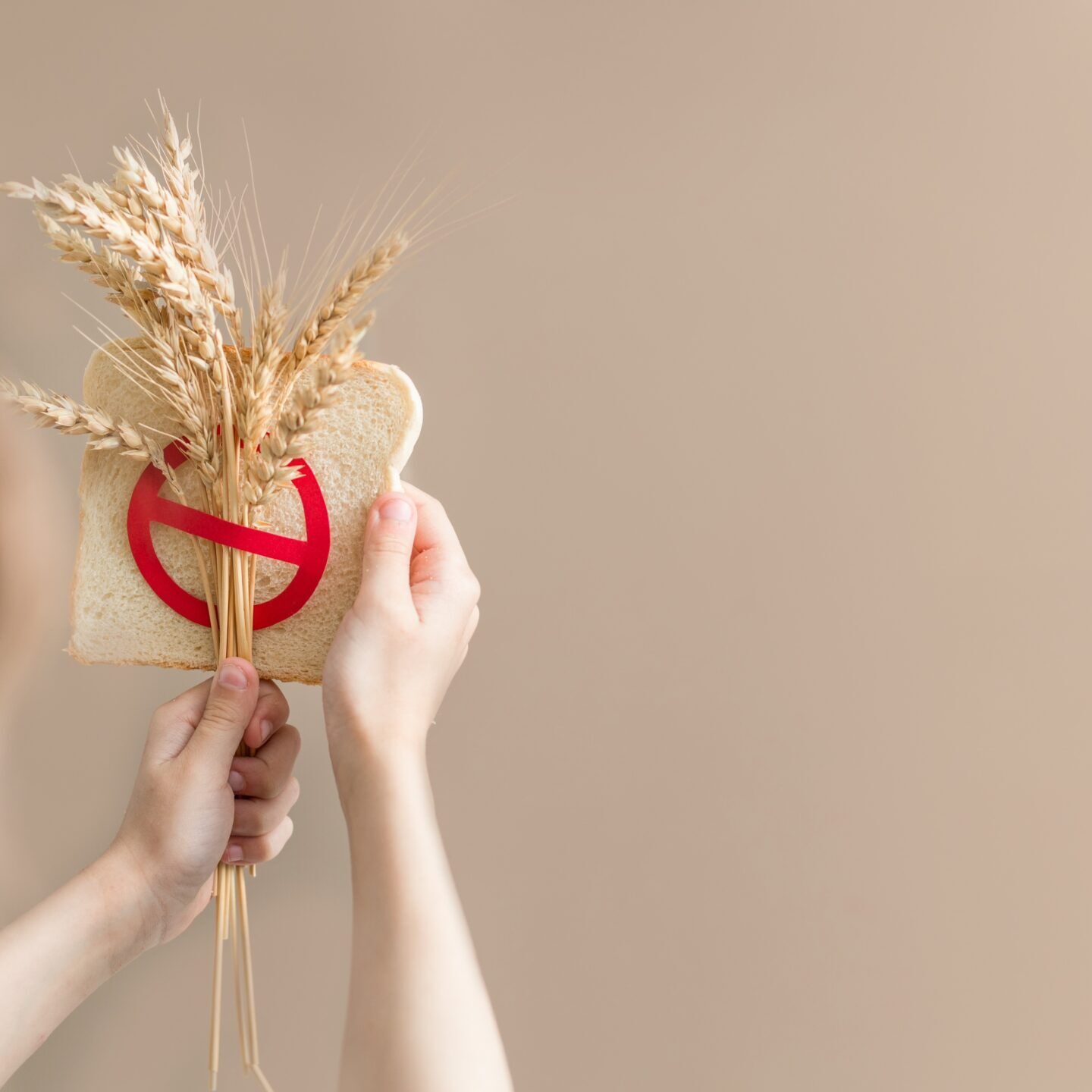Banner for  International day of celiac disease. Child hand hold